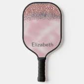 Blush Pink Jeweled Personalized Pickleball Schläger (Rückseite)