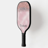 Blush Pink Jeweled Personalized Pickleball Schläger (Links)