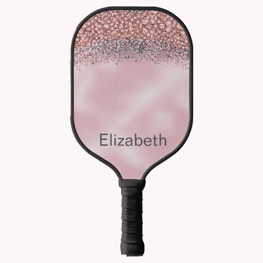 Blush Pink Jeweled Personalized Pickleball Schläger