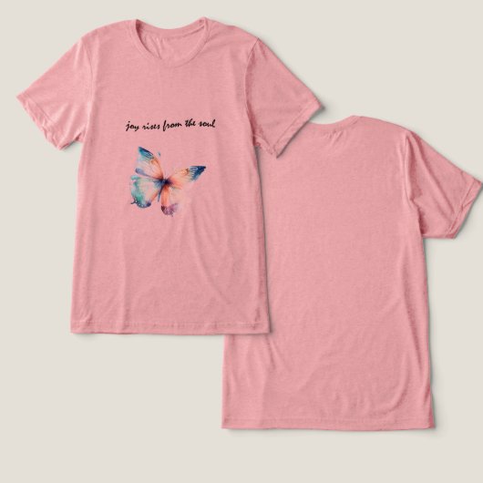 Blush Pink Joy steigt aus dem Soul Tri-Blend Shirt (Design Vorderseite & Rückseite)