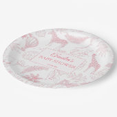 Blush Pink Jungle Safari Animals Baby Shower Pappteller (Schrägansicht)