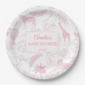 Blush Pink Jungle Safari Animals Baby Shower Pappteller (Vorderseite)