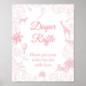 Blush Pink Jungle Safari Diaper Raffle Sign Poster (Vorne)