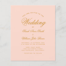 Blush Pink Kalligrafie Budget Einladung Hochzeit