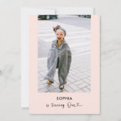 Blush Pink Kalligraphie Herz 1. Geburtstag Einladung (Rückseite)