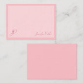 Blush Pink Kalligraphierte Skriptmonogramm-Vorlage Mitteilungskarte (Vorne/Hinten)
