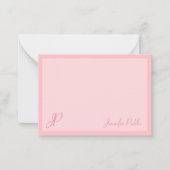 Blush Pink Kalligraphierte Skriptmonogramm-Vorlage Mitteilungskarte (Vorderseite)