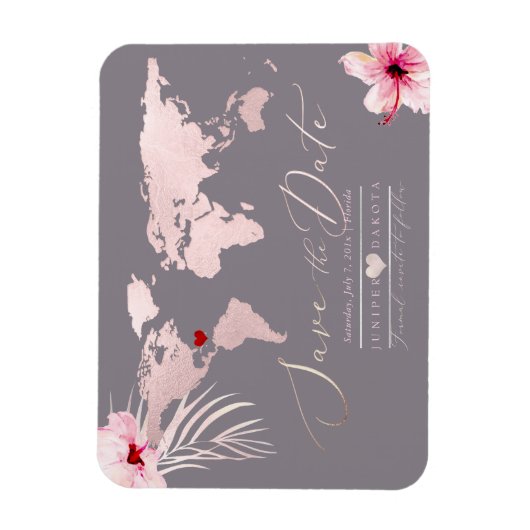Blush Pink Karte Jedes Ziel Save the Date Magnet (Vertikal)