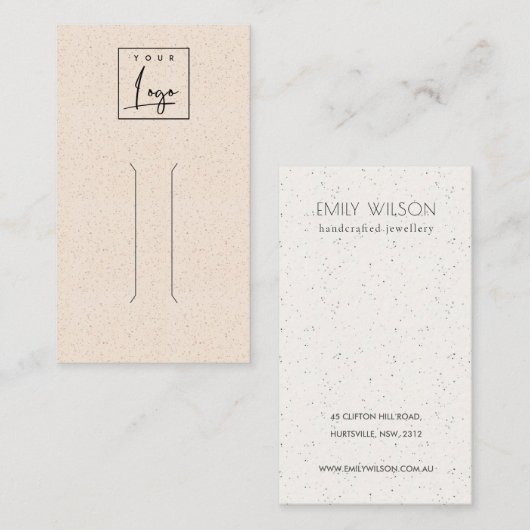 Blush Pink Keramik Textur Button Display Logo Visitenkarte (Vorne/Hinten)