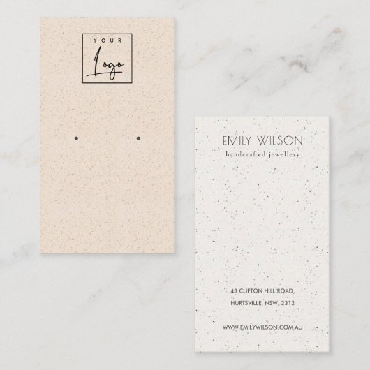 Blush Pink Keramik Textur Ohrring Logo-Anzeige Visitenkarte (Vorne/Hinten)