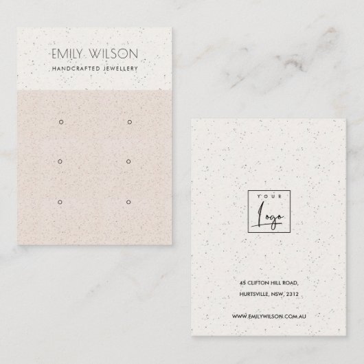 BLUSH PINK KERAMIK TEXTURE 3 EARRING DISPLAY LOGO VISITENKARTE (Vorne/Hinten)