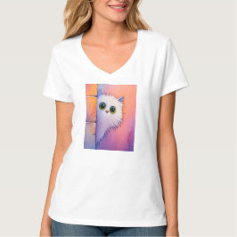 Blush Pink Kitty Whimsical Watercolor Art T-Shirt