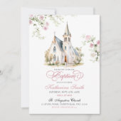 Blush Pink Klassische Kirchentaufe Einladung (Vorderseite)