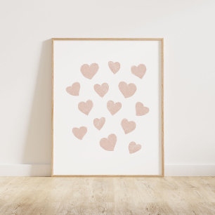 Blush Pink Kleine Herzen Poster
