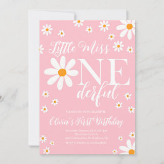 Blush Pink Kleine Miss Onederful Blume Geburtstag Einladung