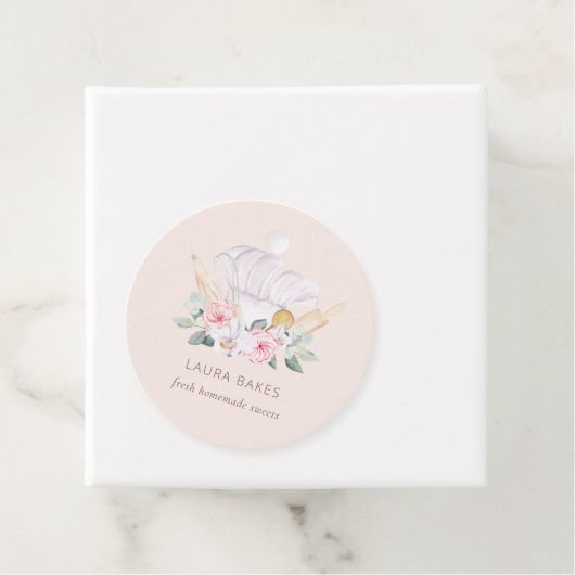 Blush Pink Koch Hat Catering Floral Roller Whisky Geschenkanhänger (Beispiel)