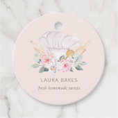 Blush Pink Koch Hat Catering Floral Roller Whisky Geschenkanhänger (Vorderseite)