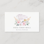 Blush Pink Koch Hat Catering Floral Roller Whisky Visitenkarte (Vorderseite)