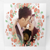 Blush Pink Korallen Grüne Asche Blumenkranz Hochze Dreifach Gefaltete Einladung (Innen Erste Seite)