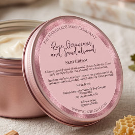 Blush Pink Kosmetik JAR-Etikett mit Zutaten Runder Aufkleber