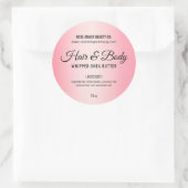 Blush Pink Kosmetiktücher, Beauty Body Butter Etik Runder Aufkleber (Tasche)