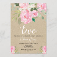 Blush pink kraft 2. Geburtstag Blumenmädchen Gebur
