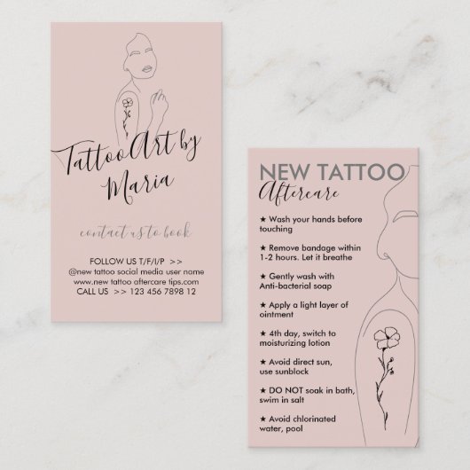 Blush Pink kümmern sich um die Nachsorge in der Ne Visitenkarte (Vorne/Hinten)