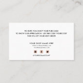 BLUSH PINK KUNDE DANKE FÜR IHRE BESTELLUNG VISITENKARTE (Rückseite)