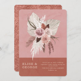 Blush Pink Kupfer Tropische Pampas Einzigartige Ho Einladung