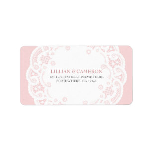 Blush Pink Lace Doily Address Labels Adressaufkleber