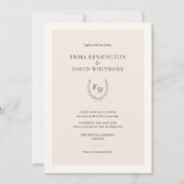 Blush Pink Laurel Wreath Elegante Hochzeit Einladung (Vorderseite)