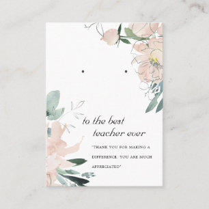 BLUSH PINK LEHRER GIFT FLORA EARRING DISPLAY CARD PLATZKARTE