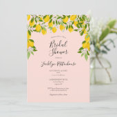 Blush Pink Lemon Blossom Grünes Brautparty Einladung (Stehend Vorderseite)