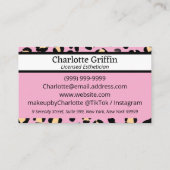 Blush Pink Leopard Print Lash & Makeup Termin Visitenkarte (Rückseite)