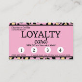 Blush Pink Leopard Print Loyalty Card Lash Makeup Visitenkarte (Rückseite)