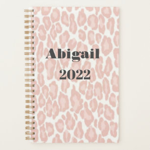 Blush Pink Leopard Print Modern Girl Termin  Planer