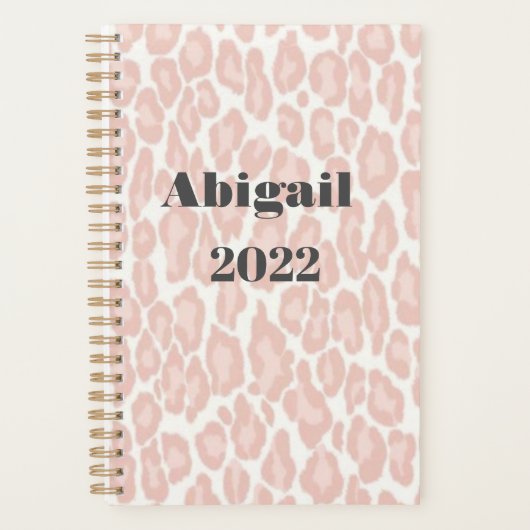Blush Pink Leopard Print Modern Girl Termin  Planer (Vorderseite)