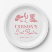 Blush Pink Letztes Rodeo Cowgirl Junggeselinnen-Ab Pappteller (Vorderseite)