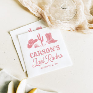 Blush Pink Letztes Rodeo Cowgirl Junggeselinnen-Ab Serviette