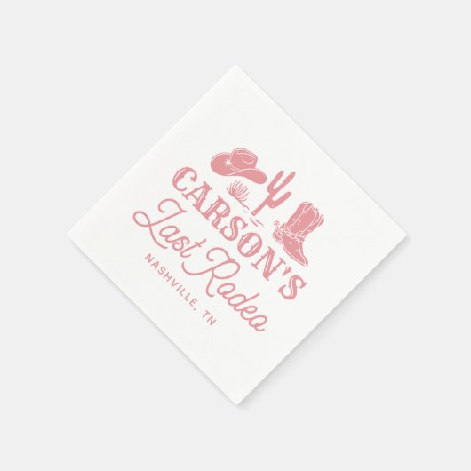 Blush Pink Letztes Rodeo Cowgirl Junggeselinnen-Ab Serviette (Ecke)