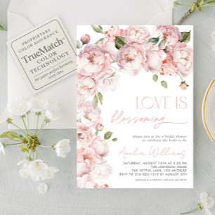 Blush Pink Liebe blüht florales Brautparty Einladung
