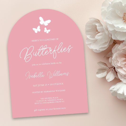 Blush Pink Lifetime of Butterflies Brautparty Einladung