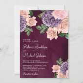 Blush Pink Lila floral Alles in einem Stück Hochze Einladung (Vorderseite)