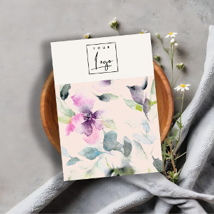Blush Pink Lila Floral Logo Blank Juwelier Visitenkarte