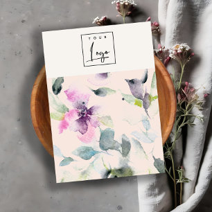 Blush Pink Lila Floral Logo Ohrring Stickereihalte Visitenkarte