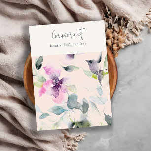 Blush Pink Lila Floral Necklace Band Holder Visitenkarte