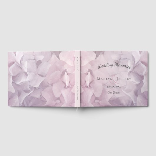 Blush Pink Lila Hydrangea Sommerblumenhochzeit Gästebuch (Voll)