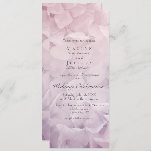 Blush Pink Lila Hydrangea Summer Garden Wedding Einladung (Vorne/Hinten)