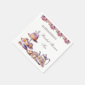 Blush Pink Lilac Floral Tee Party Brautparty Serviette (Ecke)