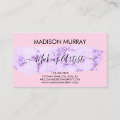 Blush Pink & Lilac Lila Einhorn Monogramm Name Visitenkarte (Rückseite)